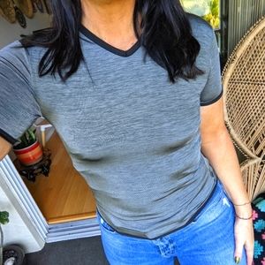 Versace Jeans Couture Medium Slim Silver Tee Charcoal Shiny Stretchy T-shirt